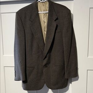 Options by Stafford Classic Men's lined Wool Blazer in Brown/cream